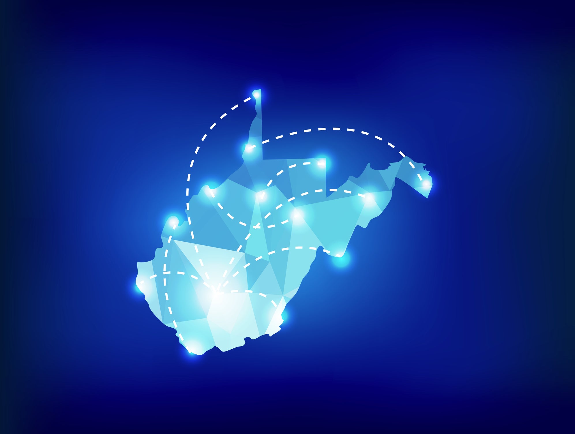 West Virginia map with grid