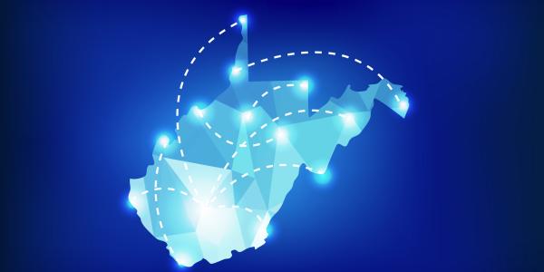 West Virginia map with grid